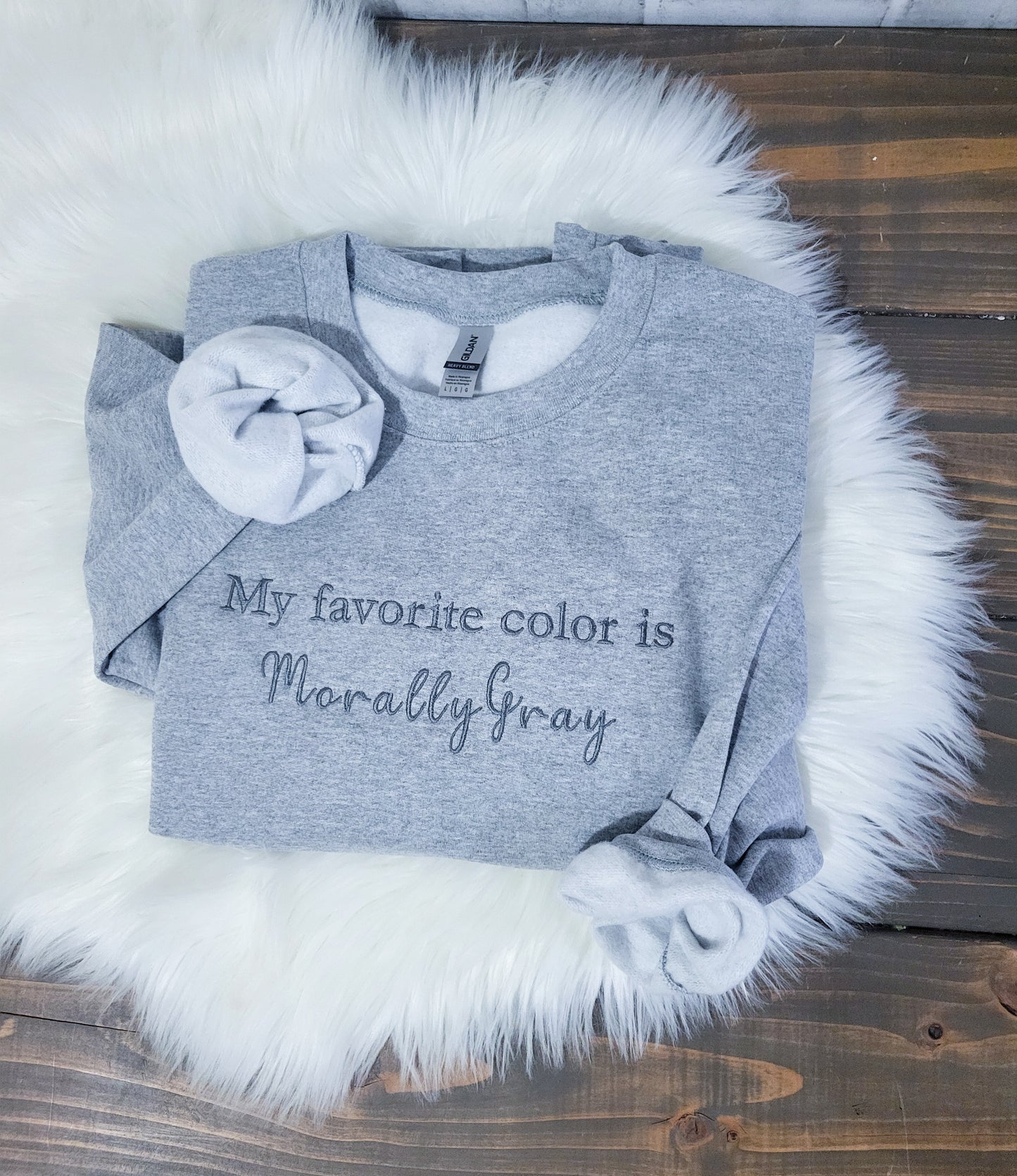 Handmade Embroidered Crewneck – Morally Gray | Black Fox Clothing Co