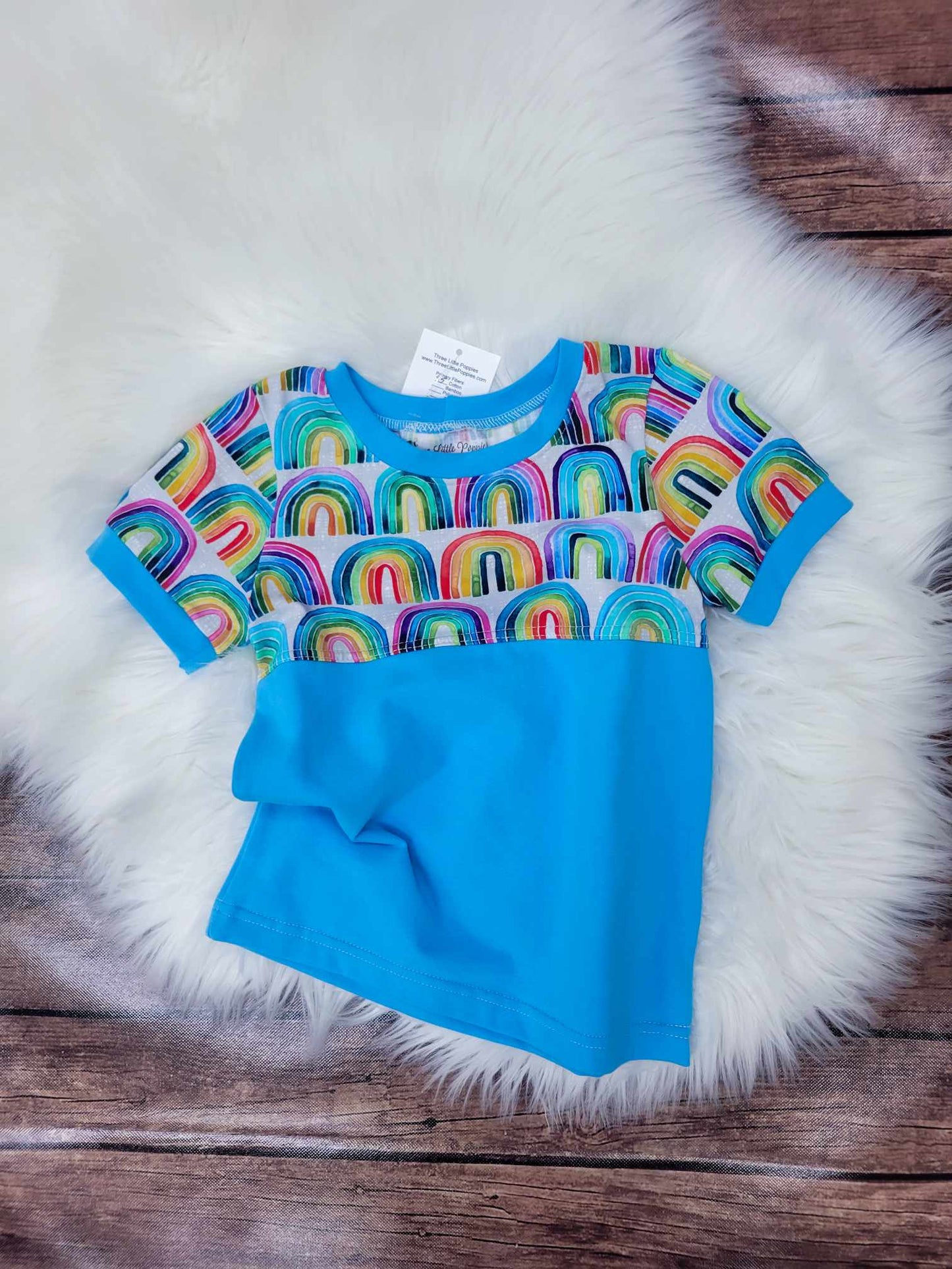 Grow with Me Colorblocked Watercolor rainbow T-shirt