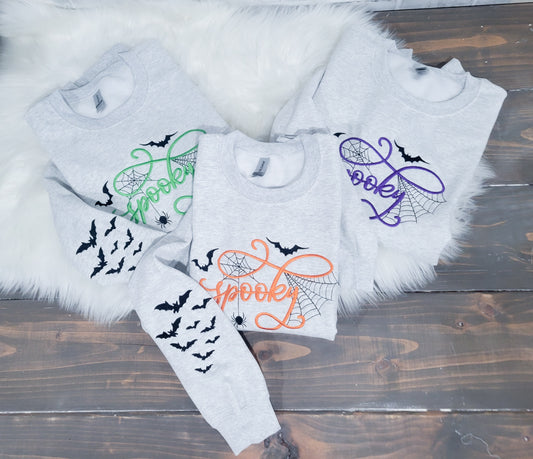 Handmade Embroidered Crewneck – Spooky | Black Fox Clothing Co