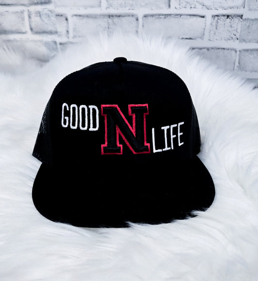 Handmade Embroidered Cap – 3D Puff Nebraska Good Life | Black Fox Clothing Co