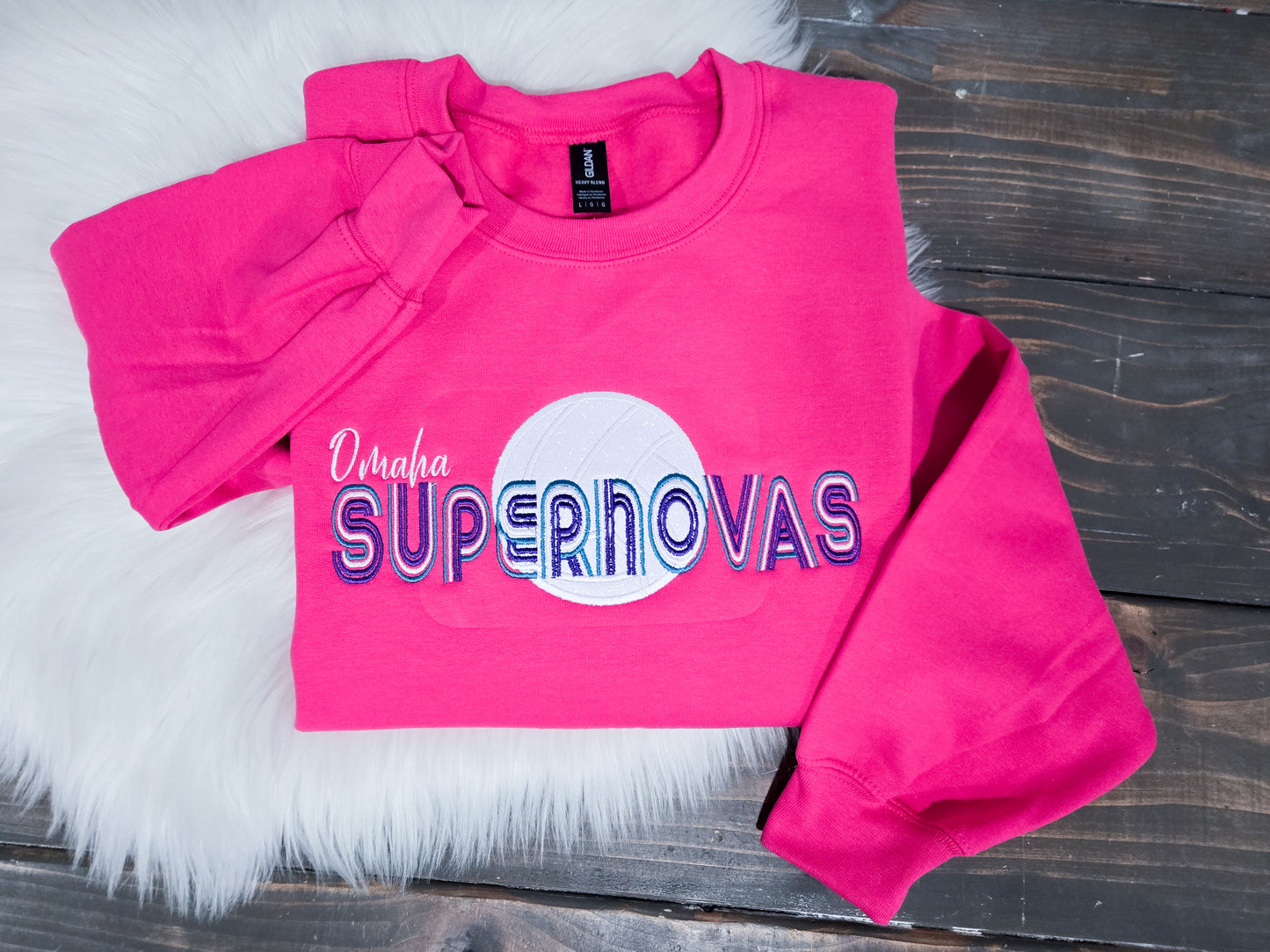 Handmade Embroidered Crewneck – Supernova Volleyball | Black Fox Clothing Co