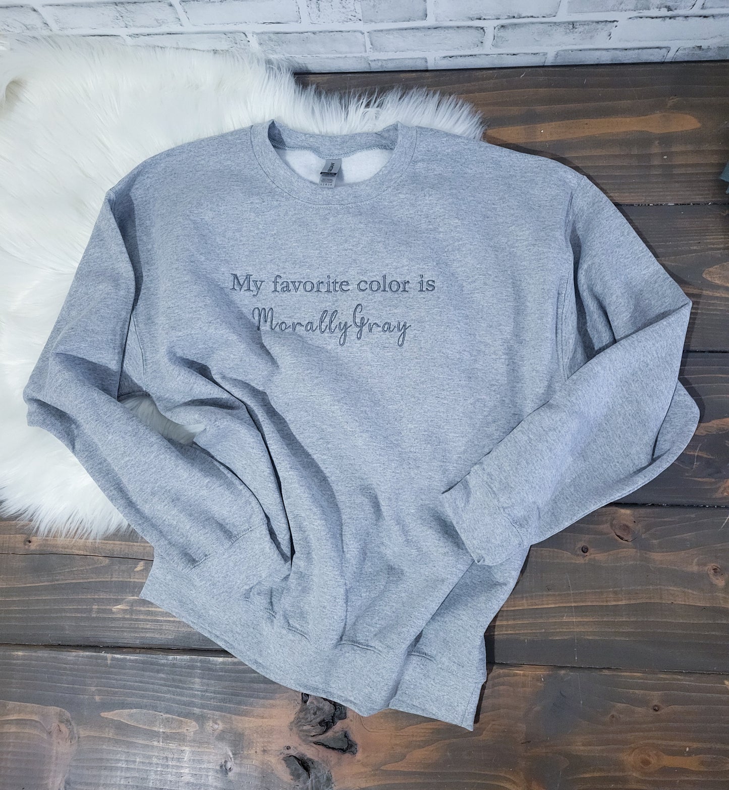 Morally Gray Women's Unisex Fit Embroidered Crewneck Sweater,  Bookish Sweatshirt, Booktok Pullover,