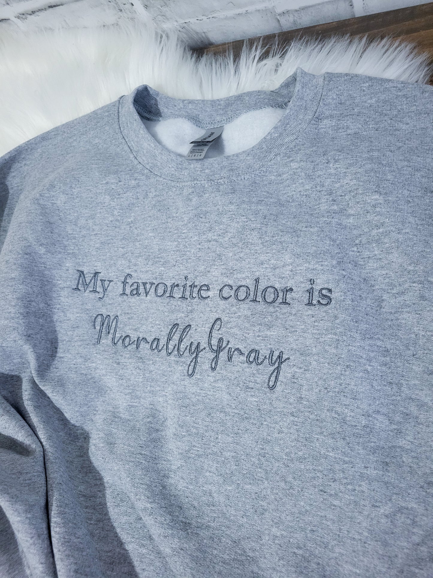 Morally Gray Women's Unisex Fit Embroidered Crewneck Sweater,  Bookish Sweatshirt, Booktok Pullover,