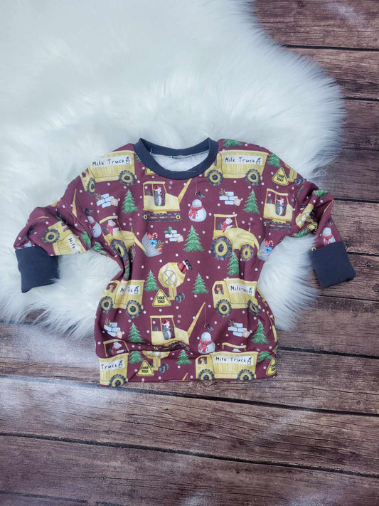 Boy's Christmas Snowman Construction Bamboo French Terry Dolman Sweatshirt