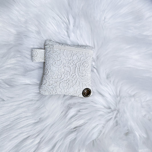 Handmade Poop Bag Holder – Beige Floral Embrossed | Black Fox Clothing Co