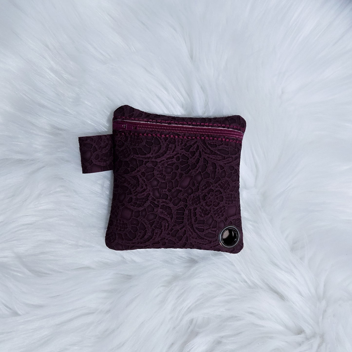 Handmade Poop Bag Holder – Eggplant Floral Embossed | Black Fox Clothing Co