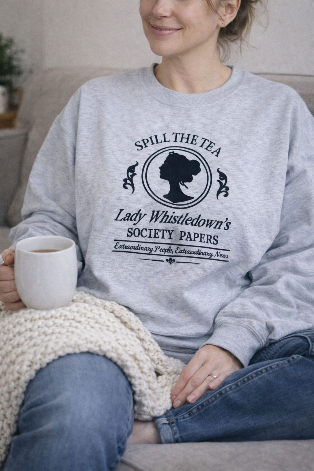 Handmade Embroidered Crewneck – Lady Whistledown | Black Fox Clothing Co