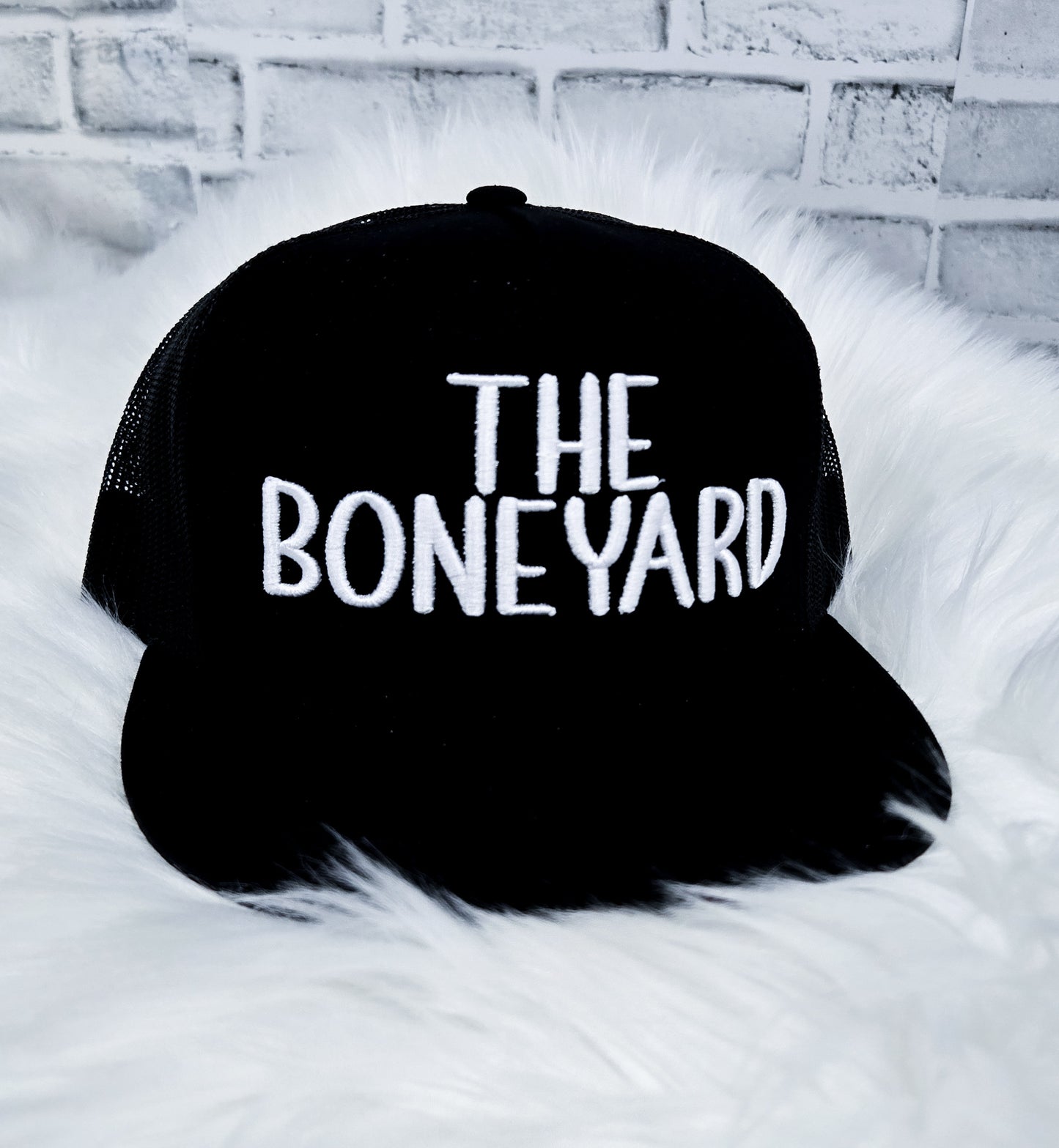 Handmade Embroidered Cap – 3D Puff the boneyard | Black Fox Clothing Co