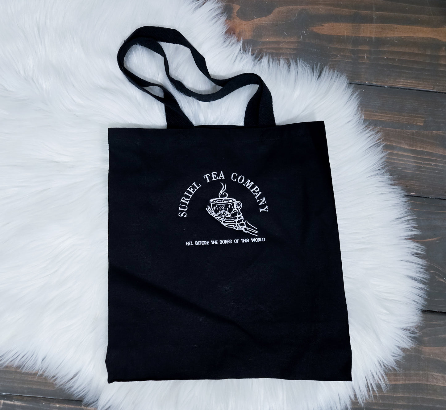 Handmade Embroidered Tote Bag – Suriel Tea Co | Black Fox Clothing Co