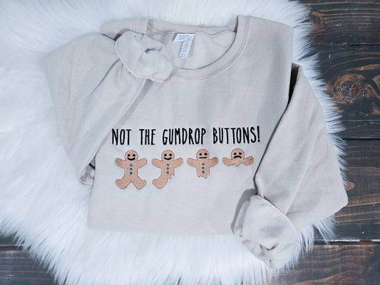 Handmade Embroidered Crewneck – Gingerbread Buttons  | Black Fox Clothing Co