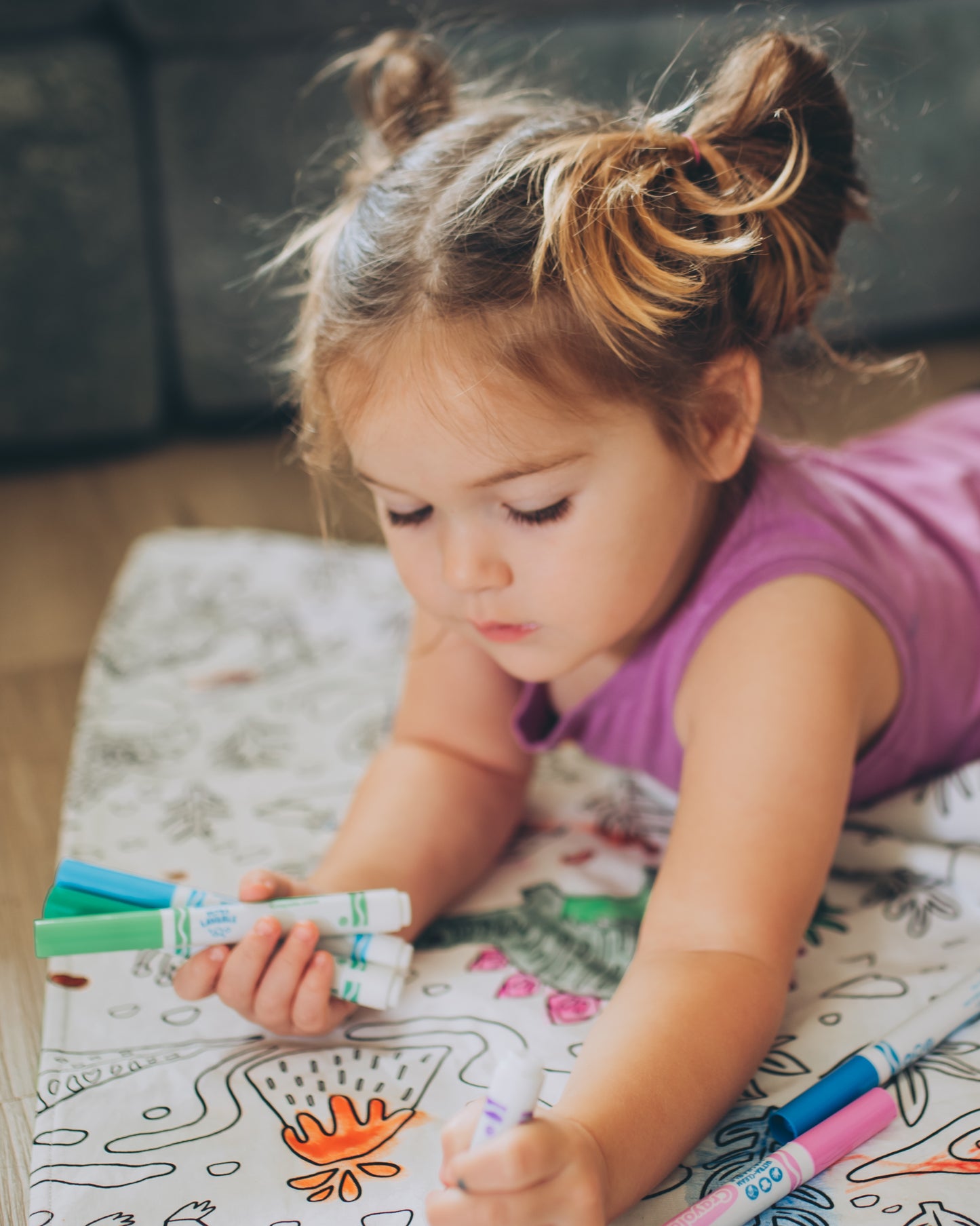 Washable coloring page blanket for kids