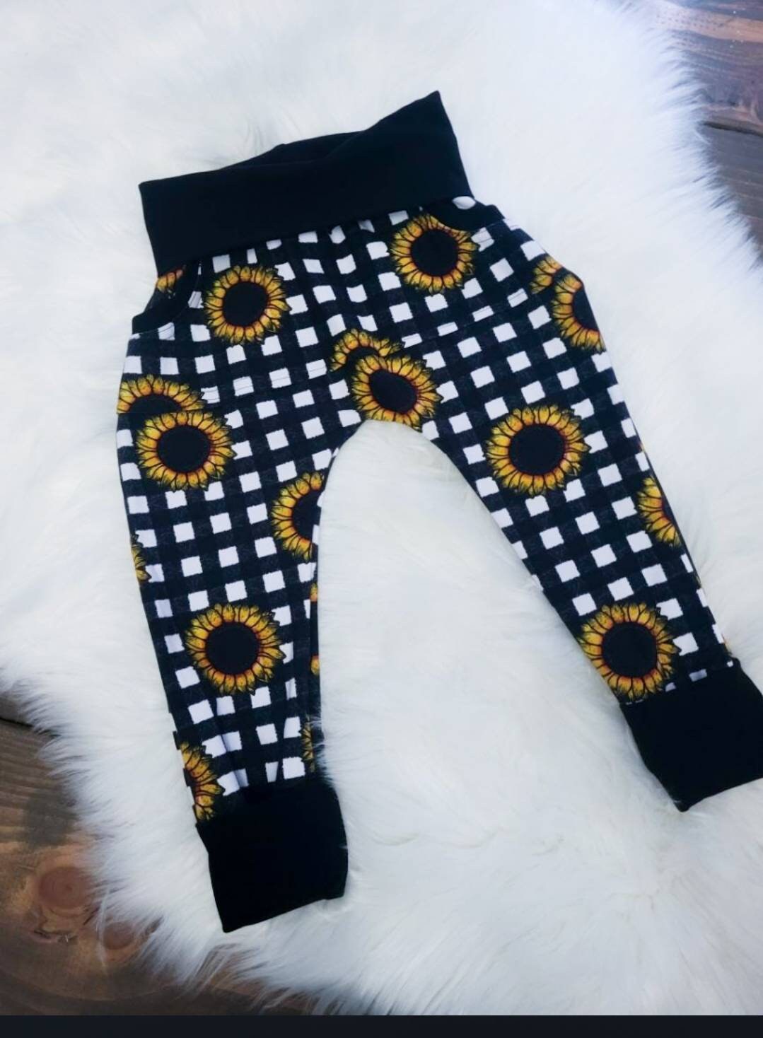 Sunflower Grow with me pants for kids, kids loungewear, pants for kids,  pants for girls, harem pants, kids joggers, joggers for kids
