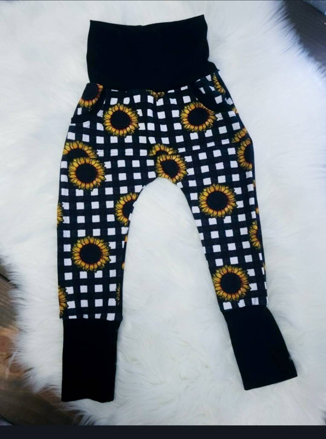 Sunflower Grow with me pants for kids, kids loungewear, pants for kids,  pants for girls, harem pants, kids joggers, joggers for kids