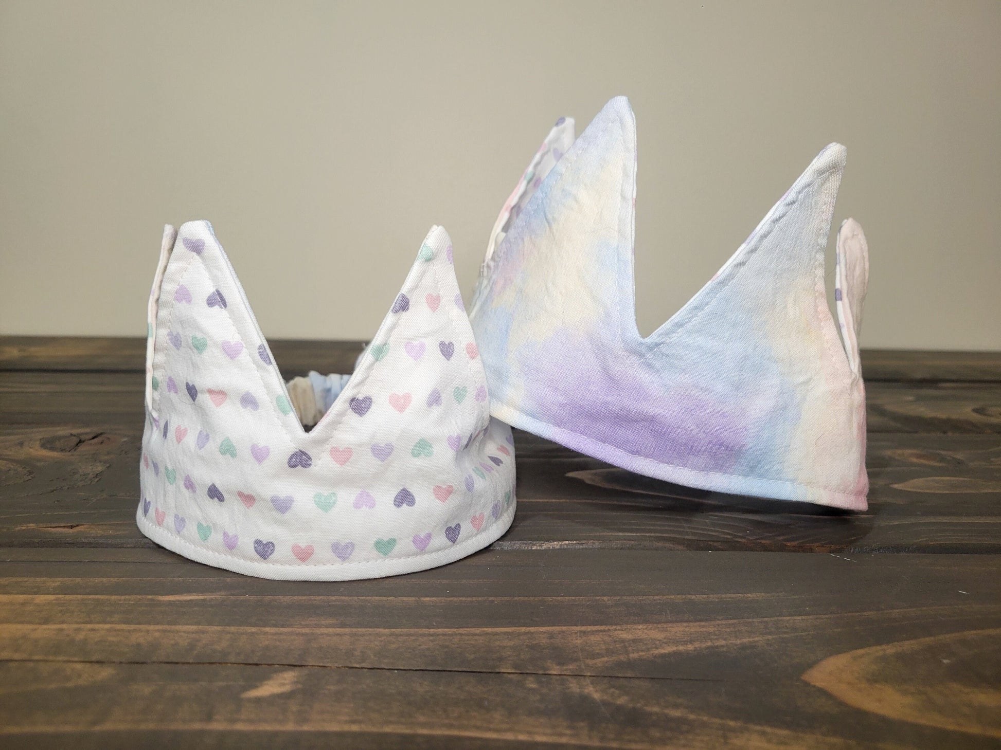 Reversible Pretend play fabric crown, first birthday gift, Easter basket gift, girls dress up crowns, princess crown, soft hair accessory