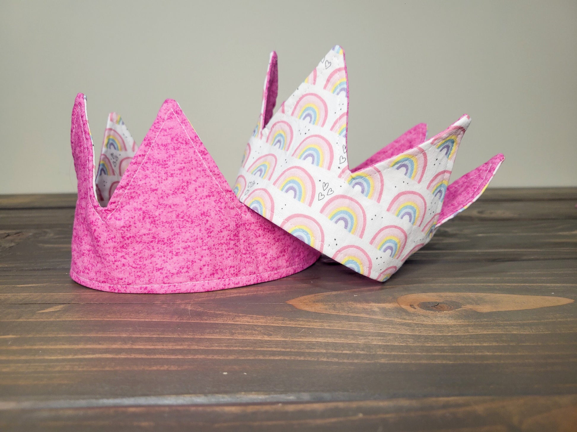 Reversible Pretend play fabric crown, first birthday gift, Easter basket gift, girls dress up crowns, princess crown, soft hair accessory